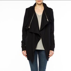 AllSaints Dalia Black Draped Cardigan Sweatshirt Jacket size Large